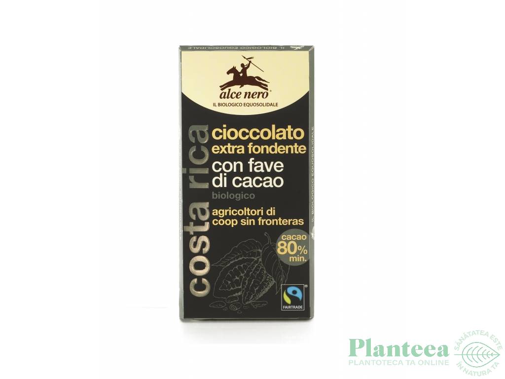 Ciocolata neagra 80% boabe cacao eco 100g - ALCE NERO