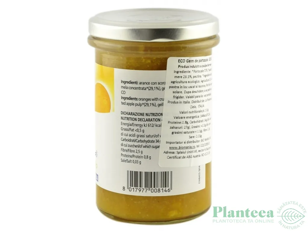 Gem portocale fara zahar eco 320g - LA FINESTRA SUL CIELO