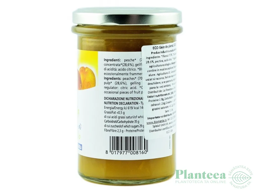 Gem piersici mere fara zahar eco 320g - LA FINESTRA SUL CIELO