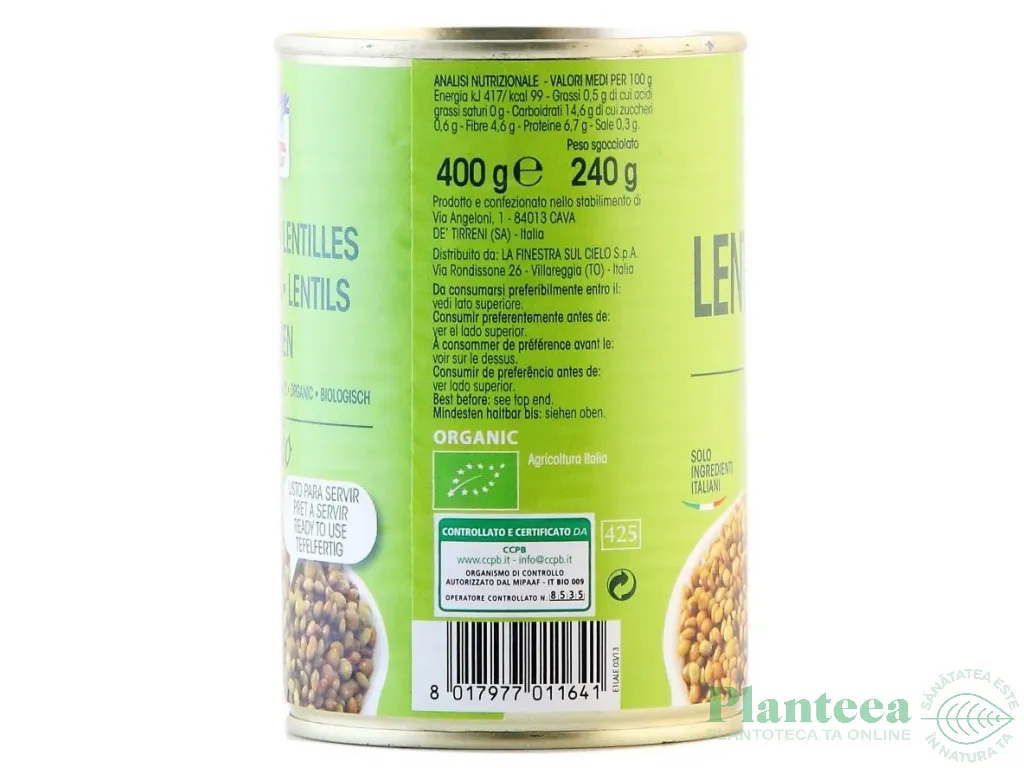 Conserva linte verde eco 400g - LA FINESTRA SUL CIELO