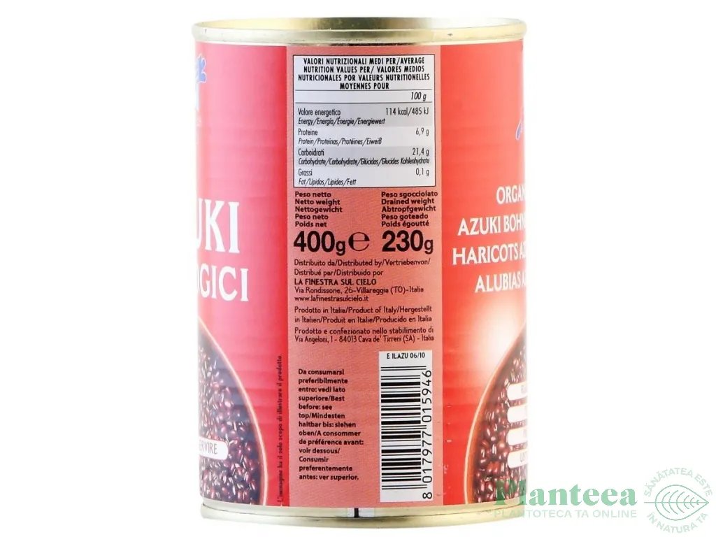 Conserva fasole azuki eco 400g - LA FINESTRA SUL CIELO