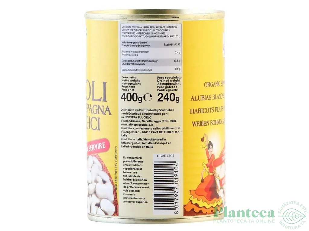 Conserva fasole alba spaniola eco 400g - LA FINESTRA SUL CIELO