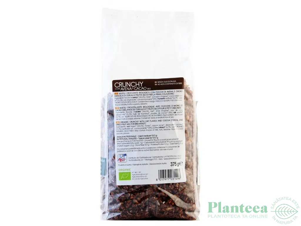 Musli crocant ovaz cacao eco 375g - LA FINESTRA SUL CIELO