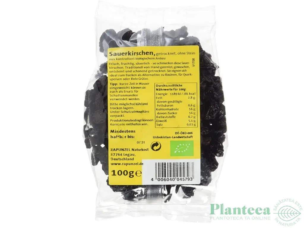 Visine uscate fara samburi eco 100g - RAPUNZEL