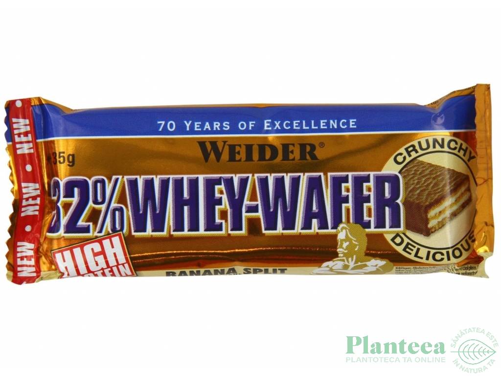 Baton proteic 32% WheyWafer banana split 35g - WEIDER