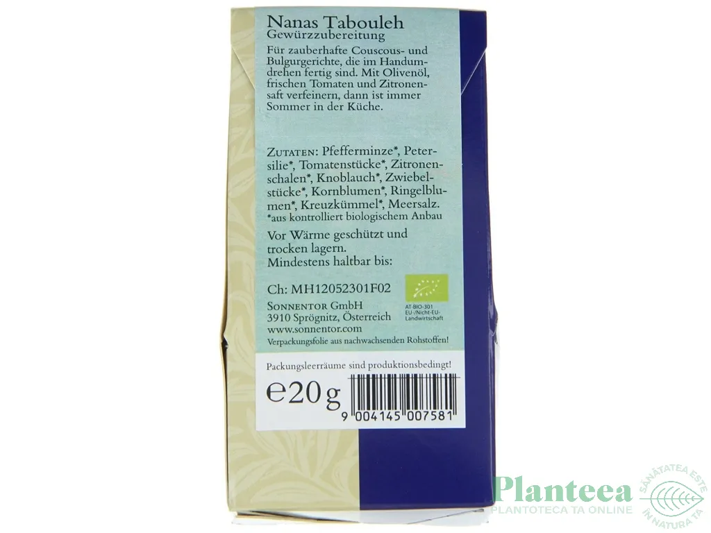 Mirodenii amestec pt taboule eco 20g - SONNENTOR