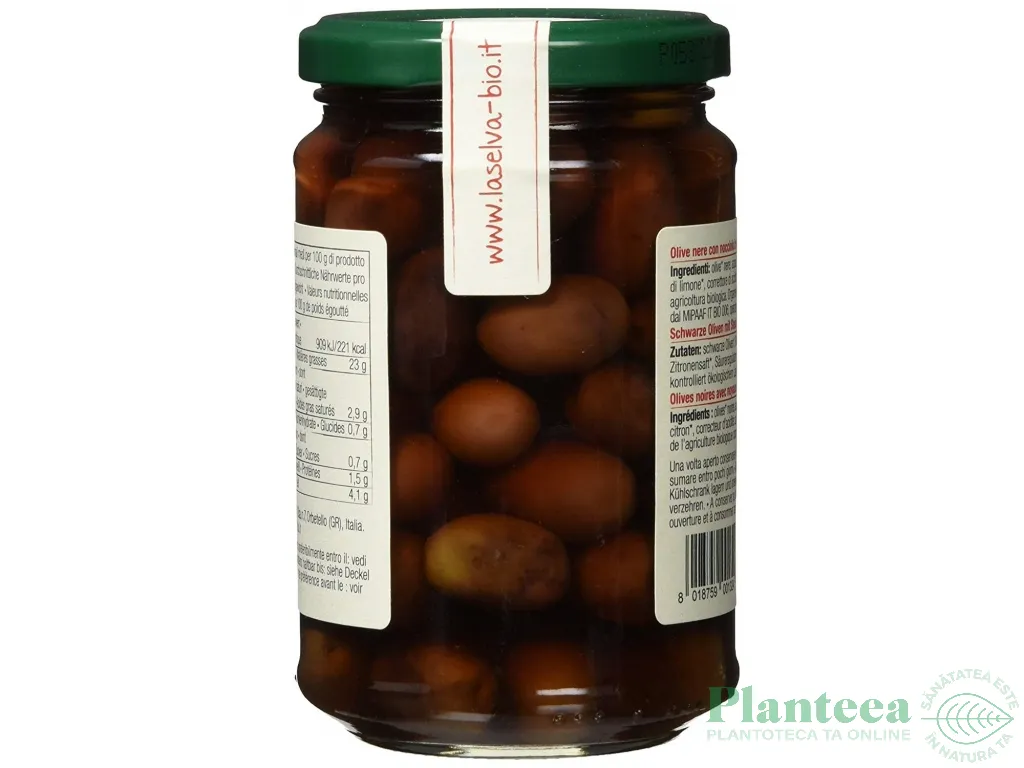 Masline negre cu samburi in saramura eco 310g - LA SELVA