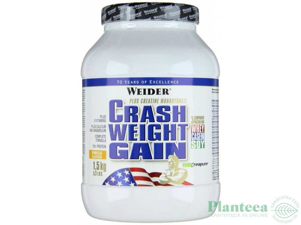 Pulbere Crash Weight Gain vanilie 1,5kg - WEIDER