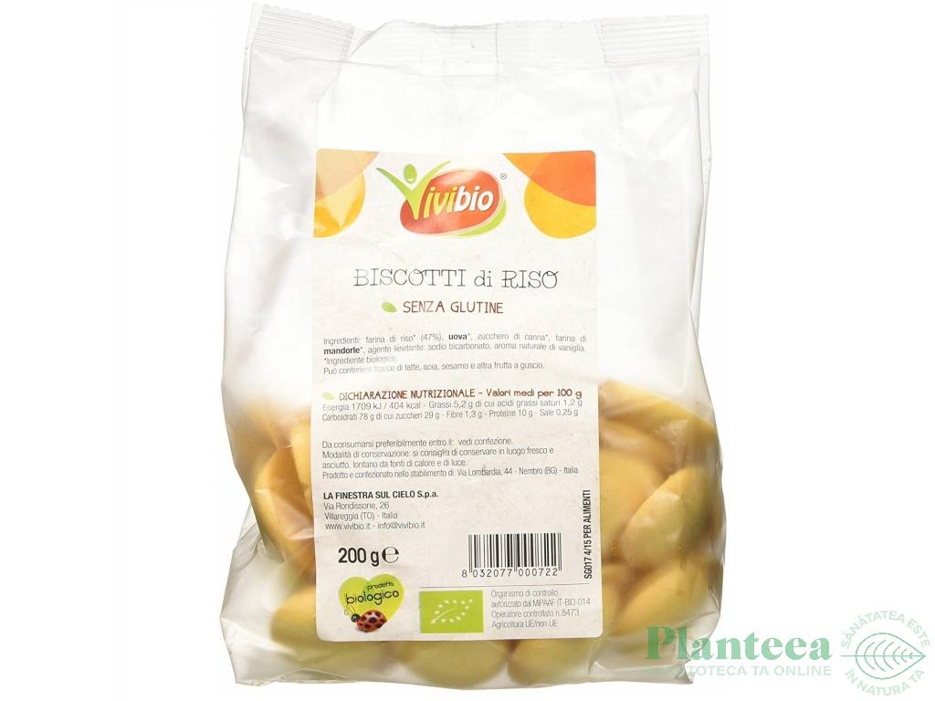 Biscuiti dulci orez fara gluten eco 200g - VIVIBIO