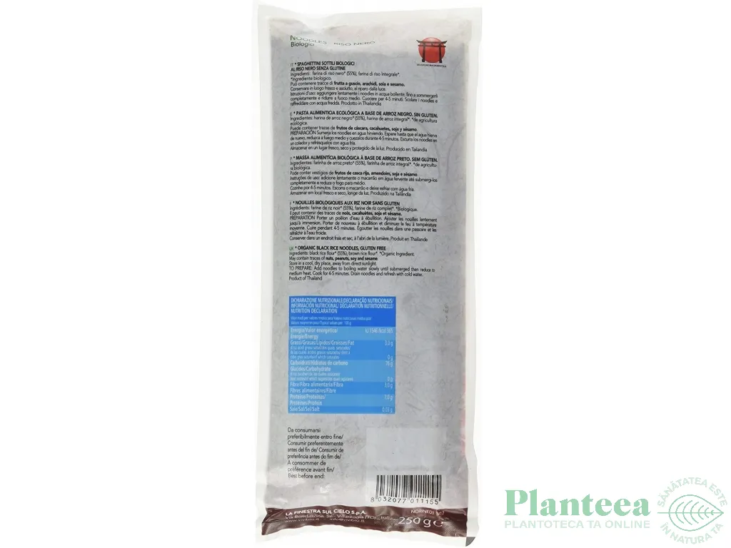 Paste taitei orez negru fara gluten eco 250g - VIVIBIO