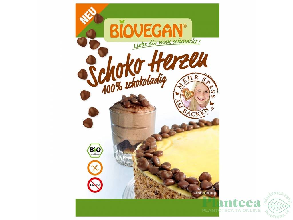 Inimioare ciocolata decorare dulciuri eco 35g - BIOVEGAN