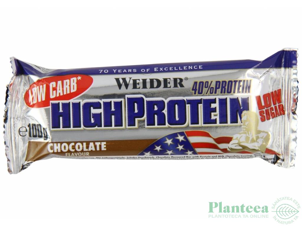 Baton proteic 40% HighProtein ciocolata 100g - WEIDER