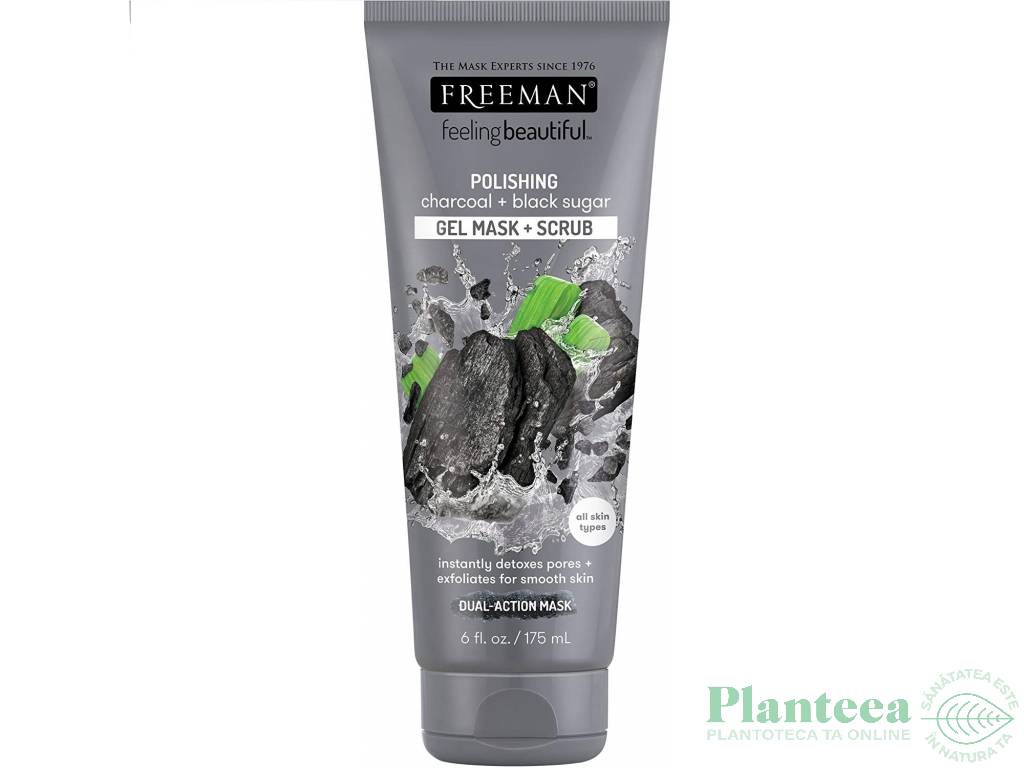 Masca scrub puncte negre carbune 175ml - FREEMAN