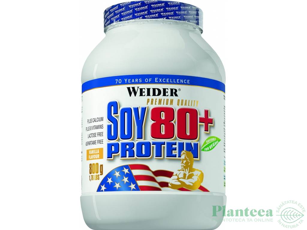 Pulbere proteica soia izolat 80+ vanilie 800g - WEIDER