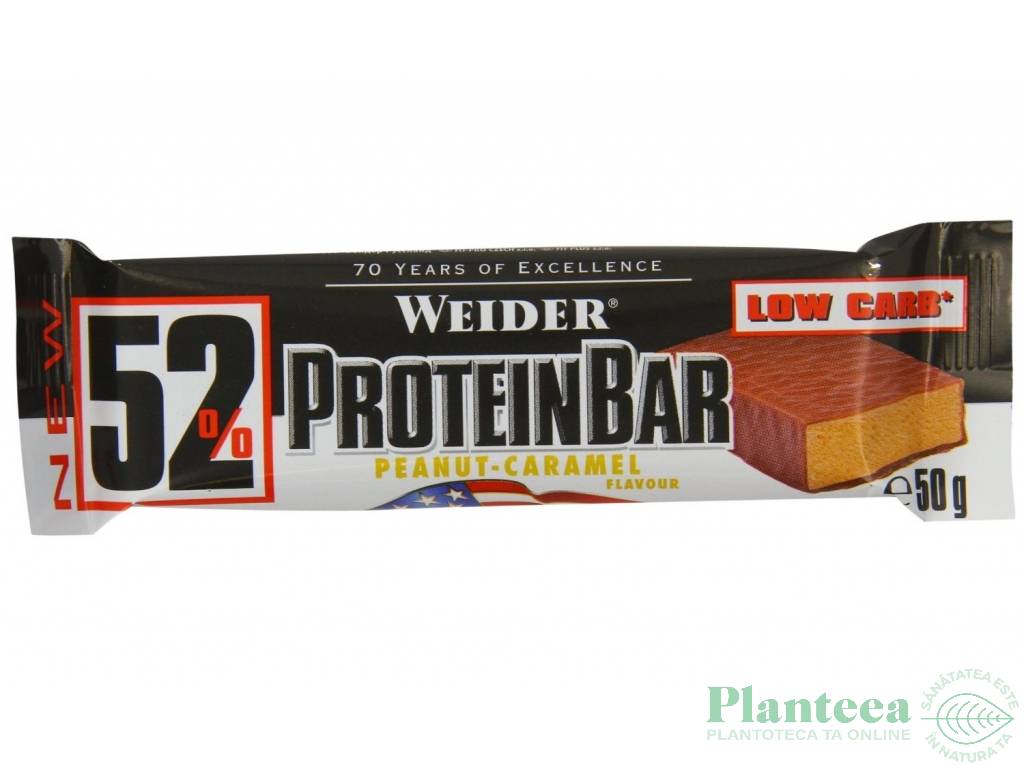 Baton proteic 52% ProteinBar arahide caramel 50g - WEIDER