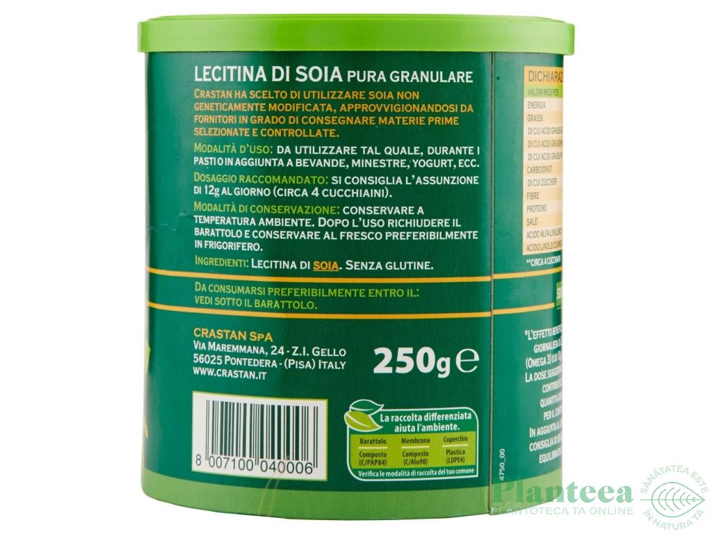 Lecitina soia granule 250g - CRASTAN