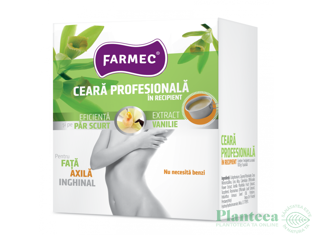 Ceara depilatoare profesionala in recipient 100g - FARMEC