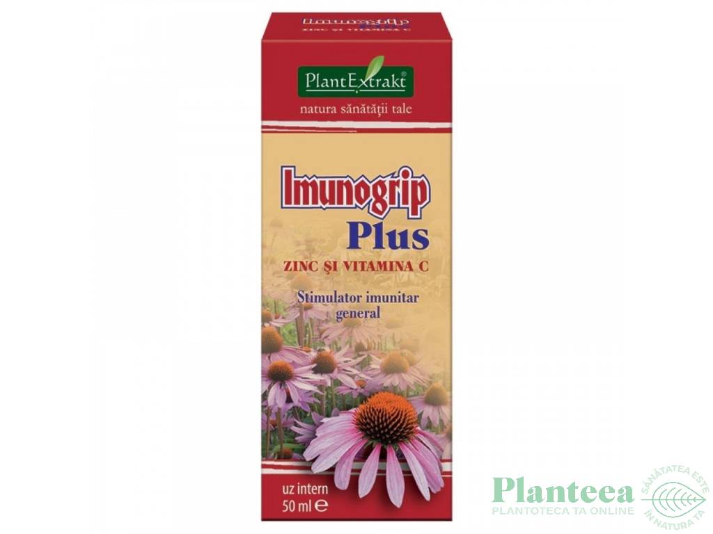 Tinctura stimulator imunitar Imunogrip plus zinc vitamina C 50ml - PLANTEXTRAKT