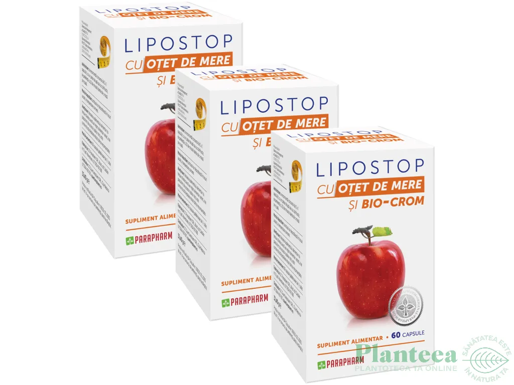 Pachet Lipostop otet mere crom 3x60cps - PARAPHARM