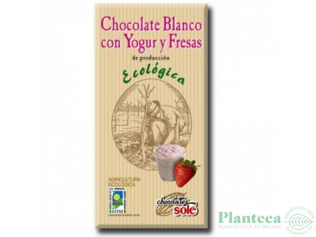 Ciocolata alba iaurt capsuni eco 100g - SOLE