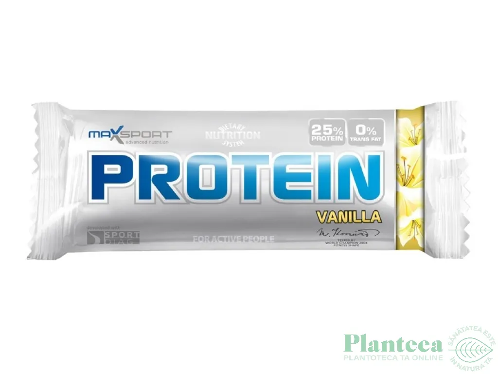 Baton proteic vanilie 60g - MAXSPORT