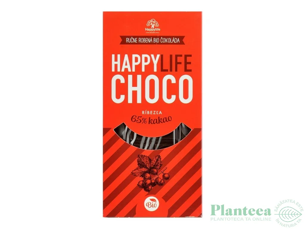 Ciocolata neagra vegana 65% coacaze eco 70g - HAPPYLIFE