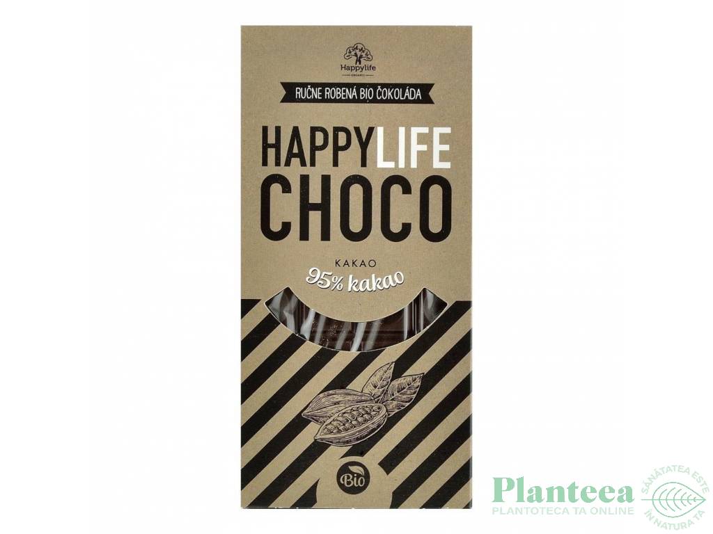 Ciocolata neagra vegana 95%  eco 70g - HAPPYLIFE