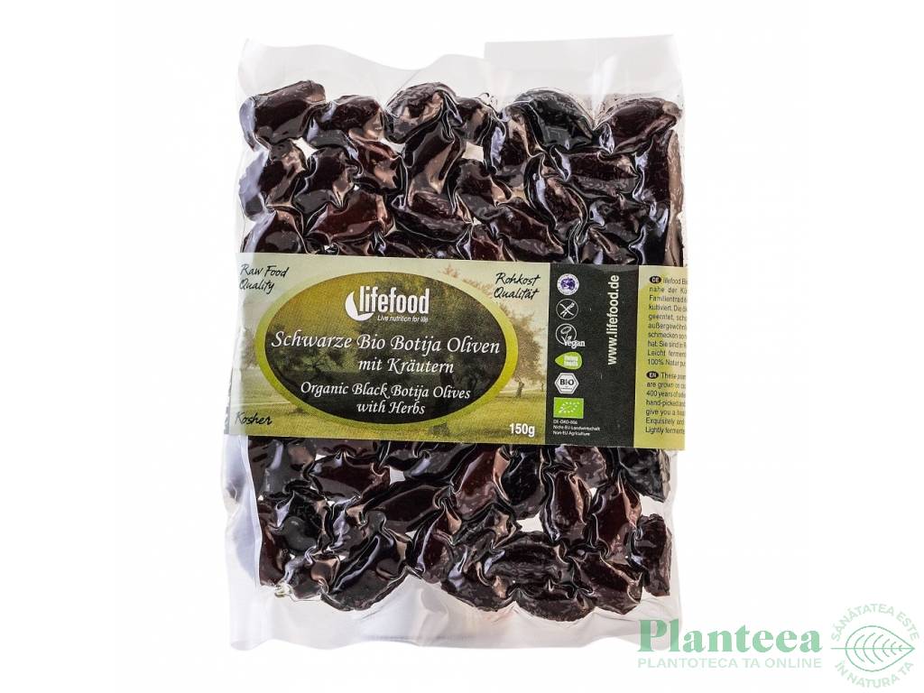 Masline negre Botija cu samburi eco 150g - LIFEFOOD