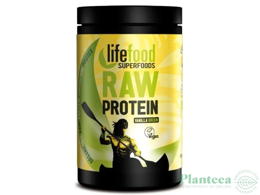 Pulbere proteica mix raw vegan Vanilla Green eco 450g - LIFEFOOD