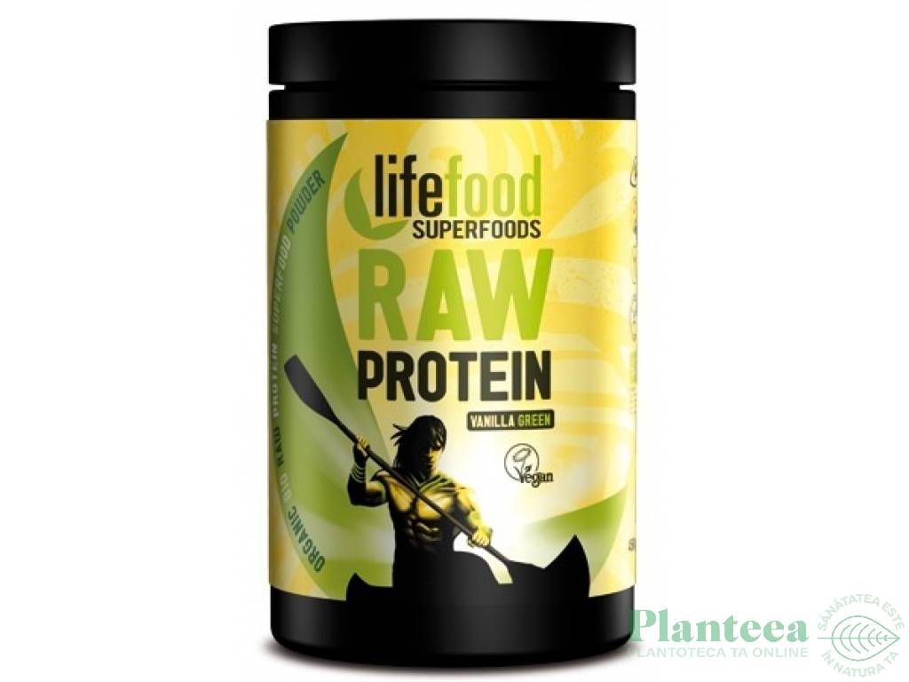 Pulbere proteica mix raw vegan Vanilla Green eco 450g - LIFEFOOD