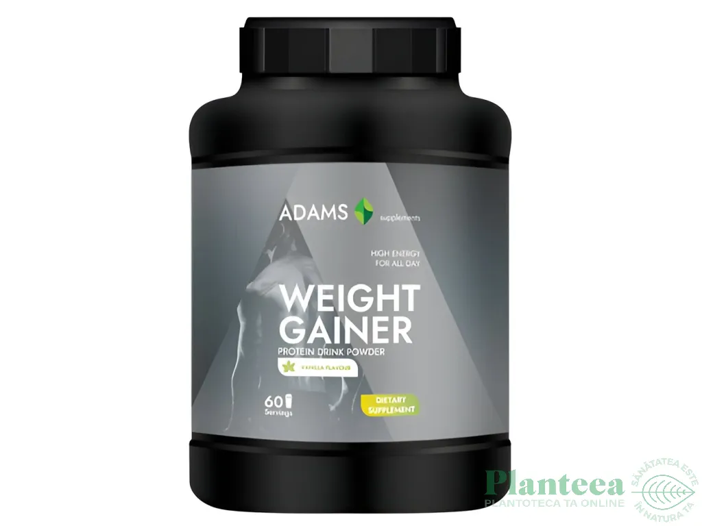 Pulbere proteica Weight Gainer aroma vanilie 60portii 3kg - ADAMS SUPPLEMENTS