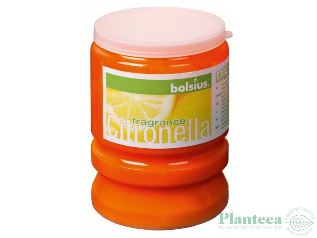 Lumanare parfumata borcan cu capac 30h citronella portocaliu 120g - BOLSIUS