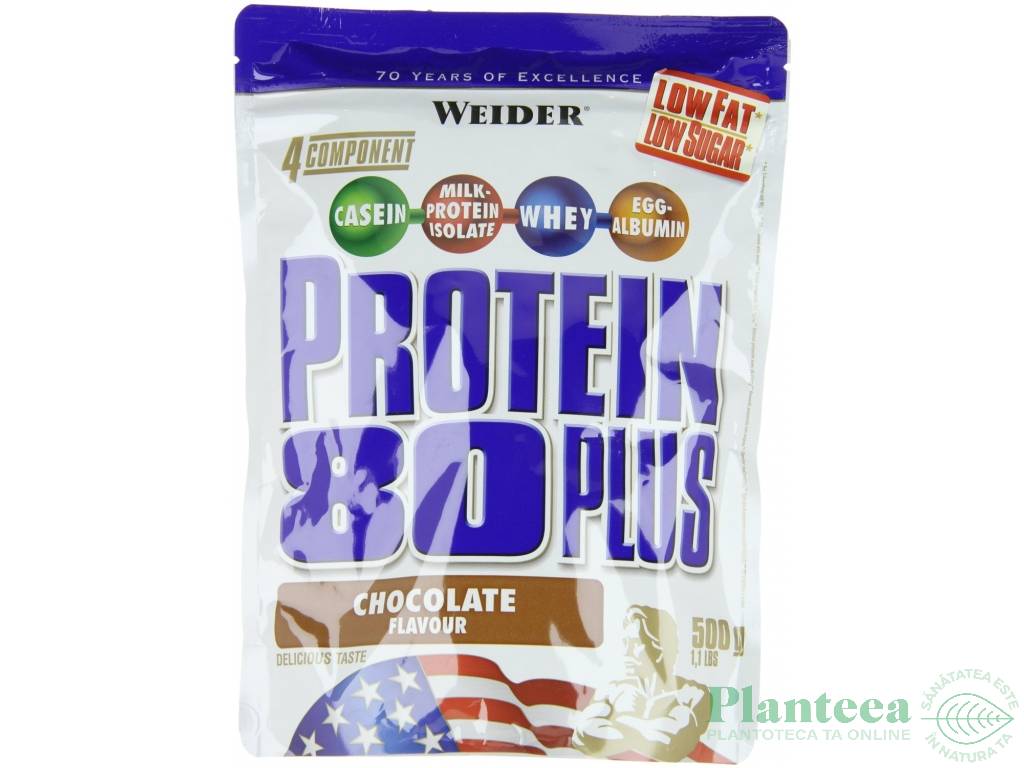 Pulbere proteica mix 4sort 80+ ciocolata 500g - WEIDER