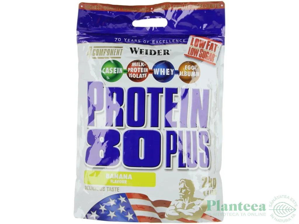 Pulbere proteica mix 4sort 80+ banane 2kg - WEIDER