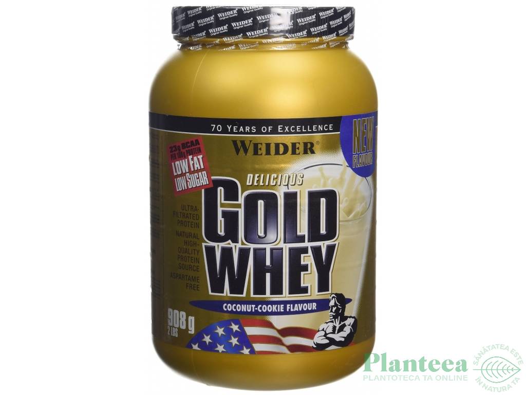 Pulbere proteica zer concentrat Gold cocos cookie 908g - WEIDER