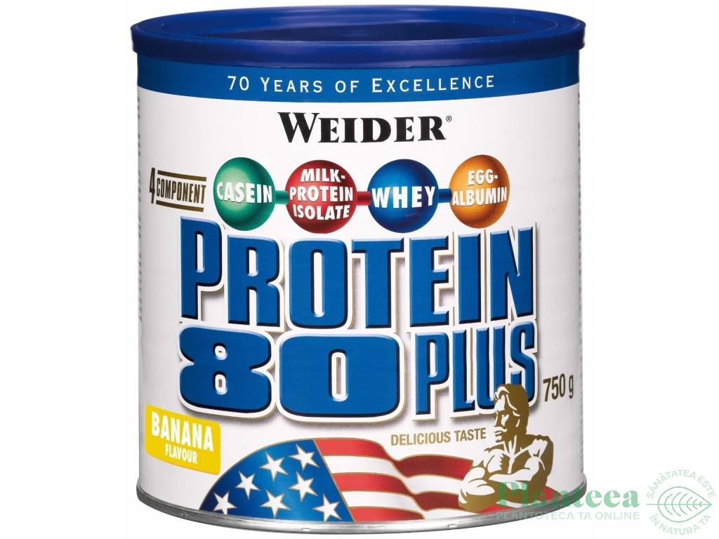 Pulbere proteica mix 4sort 80+ banane 750g - WEIDER