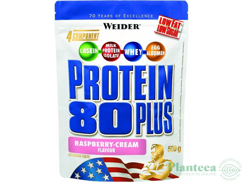 Pulbere proteica mix 4sort 80+ zmeura 500g - WEIDER