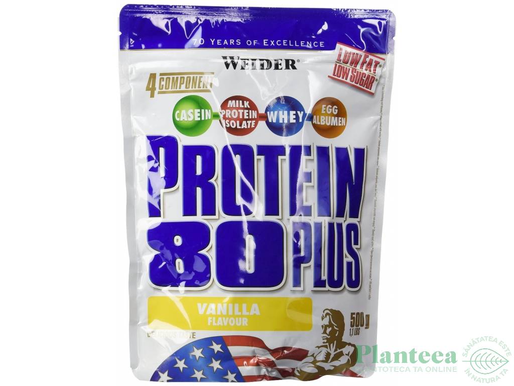 Pulbere proteica mix 4sort 80+ vanilie 500g - WEIDER