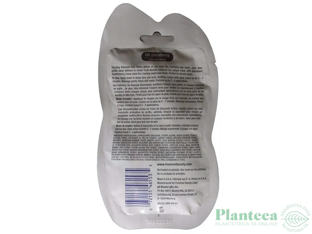 Masca gomaj pulbere diamant 15ml - FREEMAN