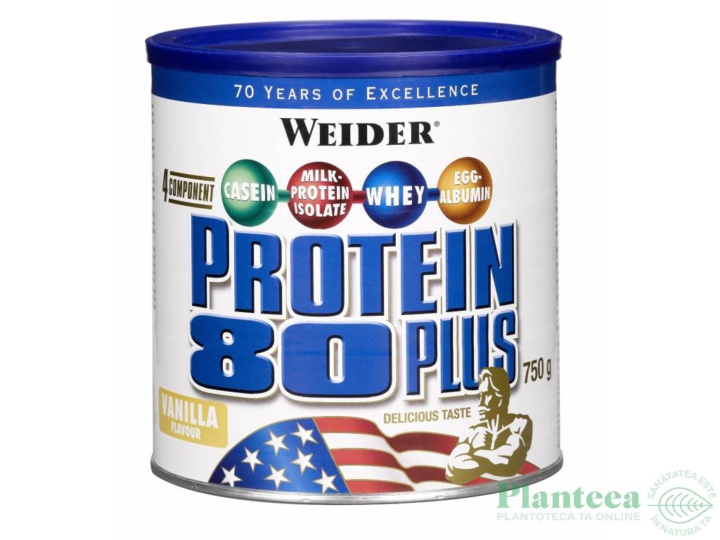 Pulbere proteica mix 4sort 80+ vanilie 750g - WEIDER