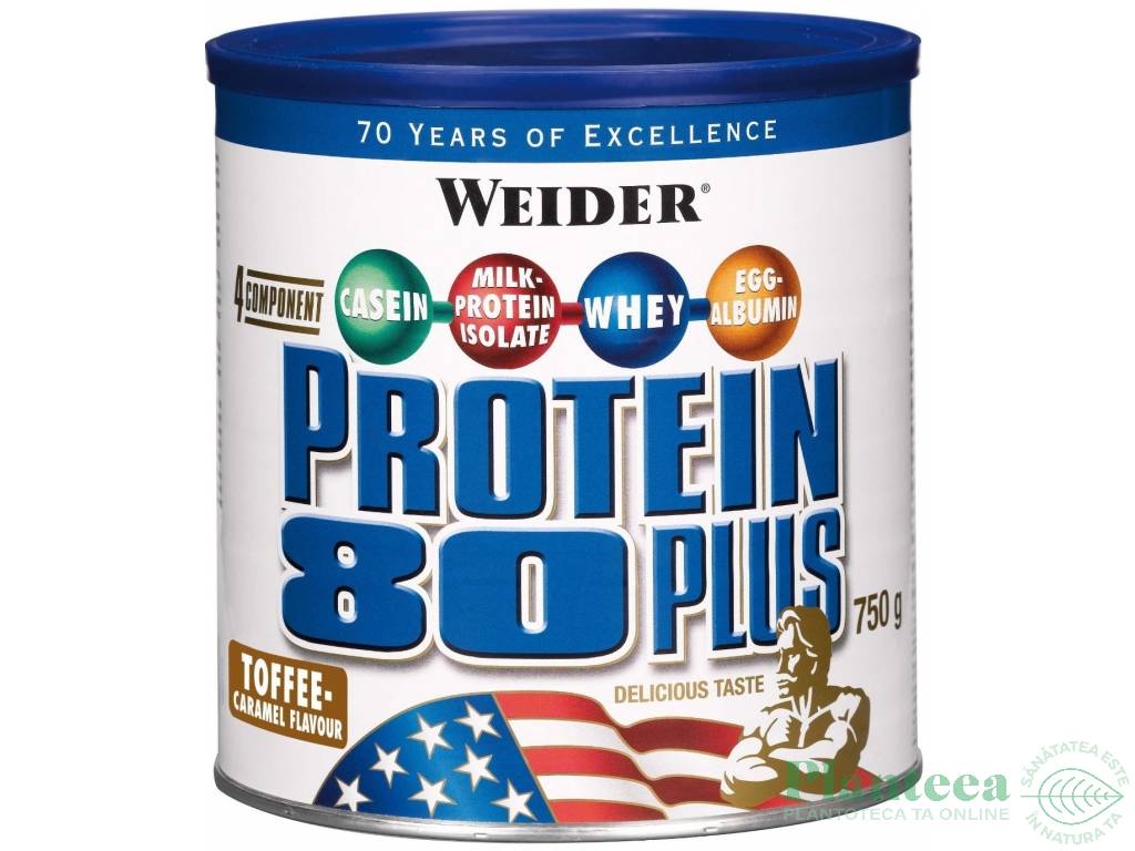 Pulbere proteica mix 4sort 80+ caramel 750g - WEIDER