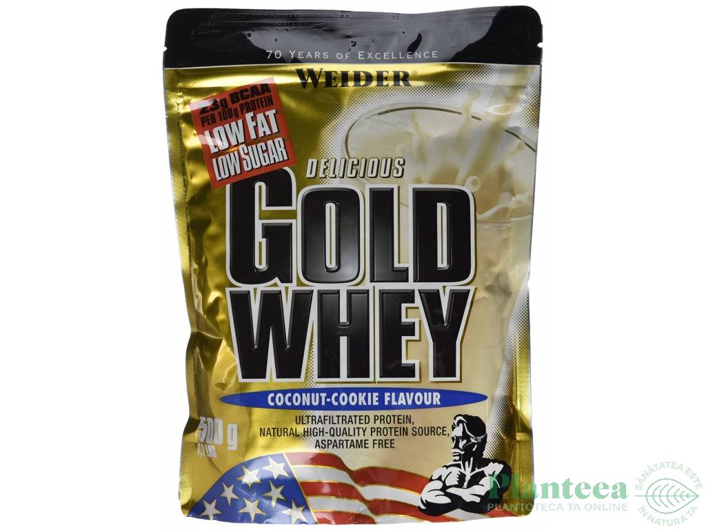 Pulbere proteica zer concentrat Gold cocos cookie 2kg - WEIDER