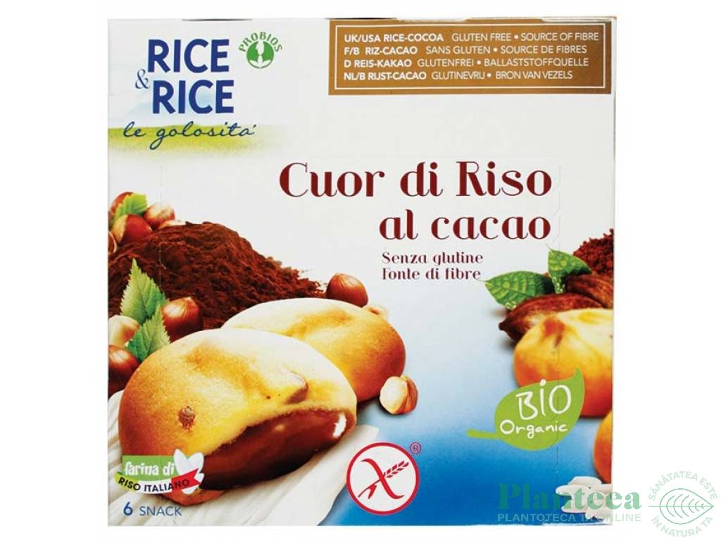 Biscuiti inimioare orez umpluti cacao fara gluten eco 6x33g - PROBIOS