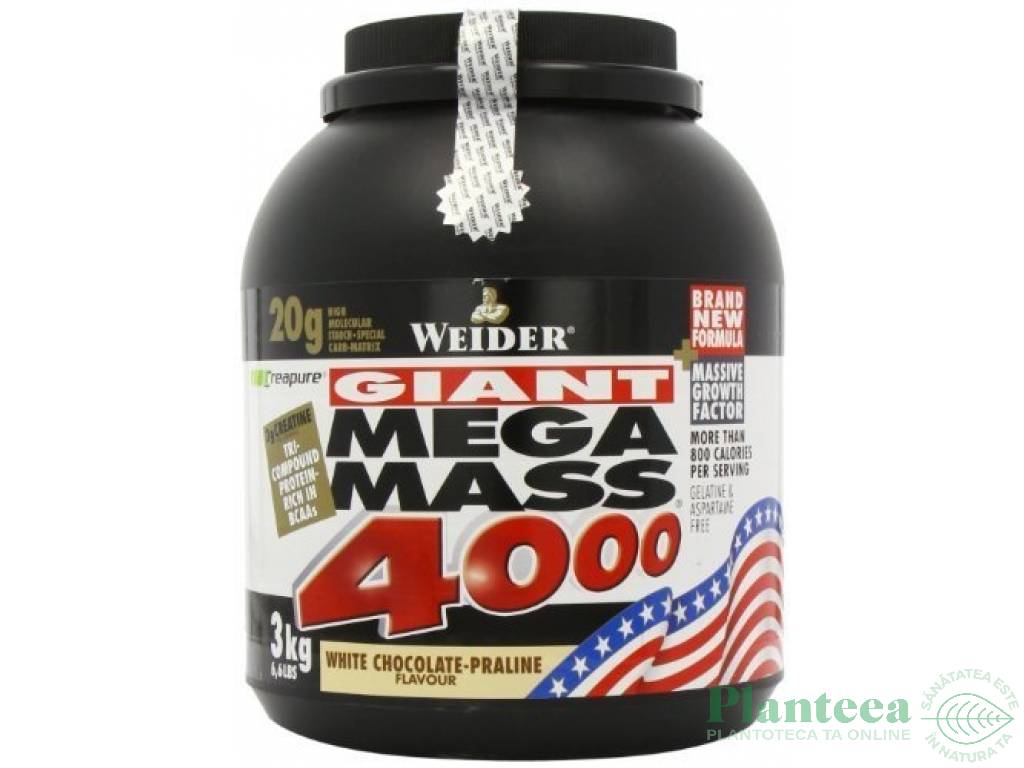 Gigant mega mass 4000 ciocolata alba praline 3kg - WEIDER