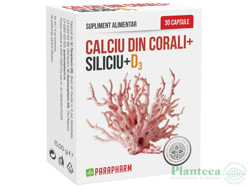 Calciu corali siliciu D3 30cps - PARAPHARM