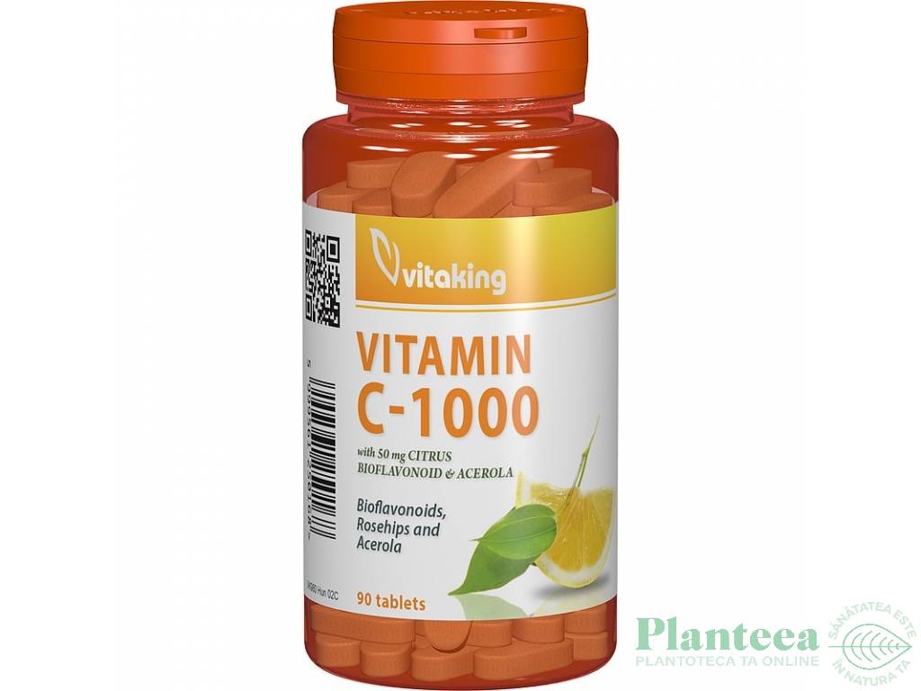 Vitamina C 1000mg bioflavonoide 90cp - VITAKING