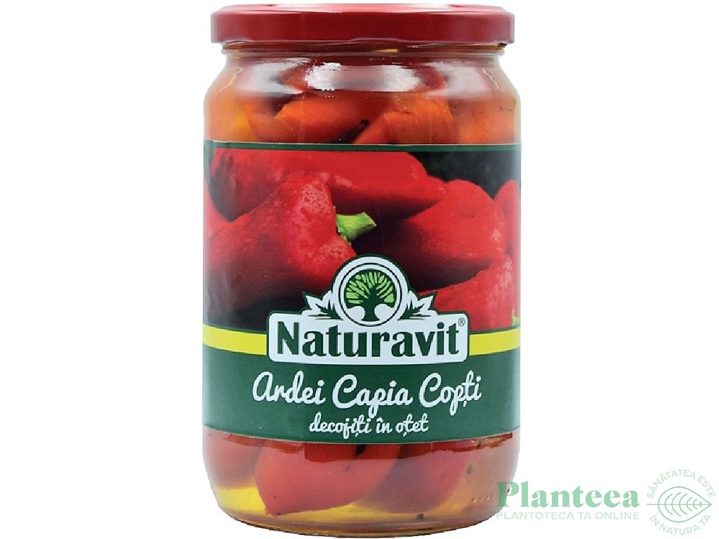 Ardei capia copti decojiti in otet 720ml - NATURAVIT