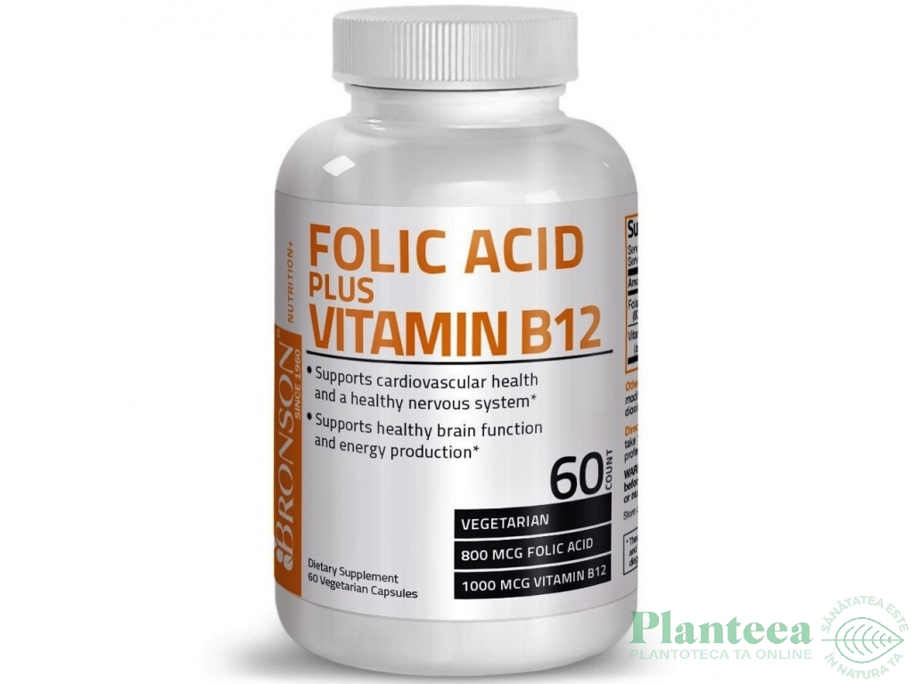 Acid folic 800mcg B12 1000mcg 60cps - BRONSON