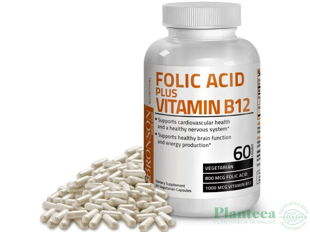 Acid folic 800mcg B12 1000mcg 60cps - BRONSON