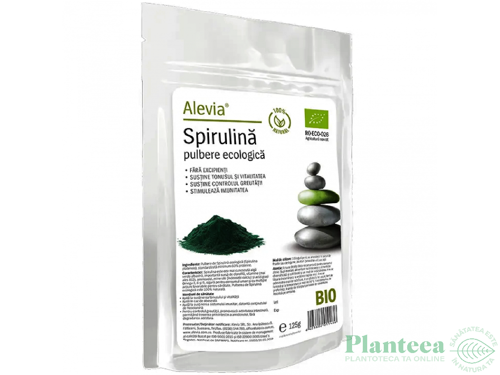 Pulbere spirulina ecologica 125g - ALEVIA